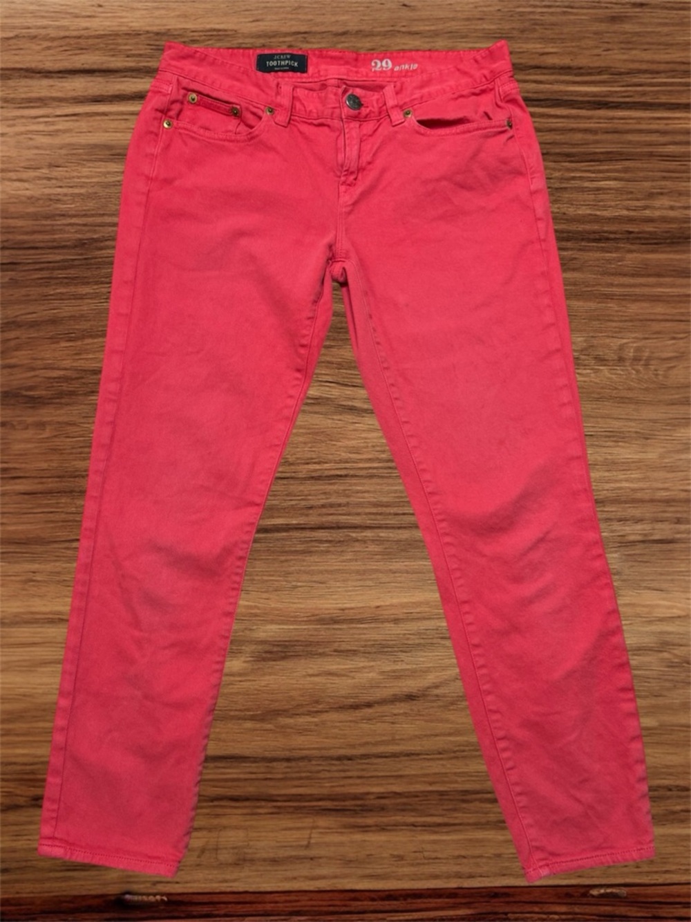 J.Crew Toothpick Coral Pink Ankle Jeans Size 29
